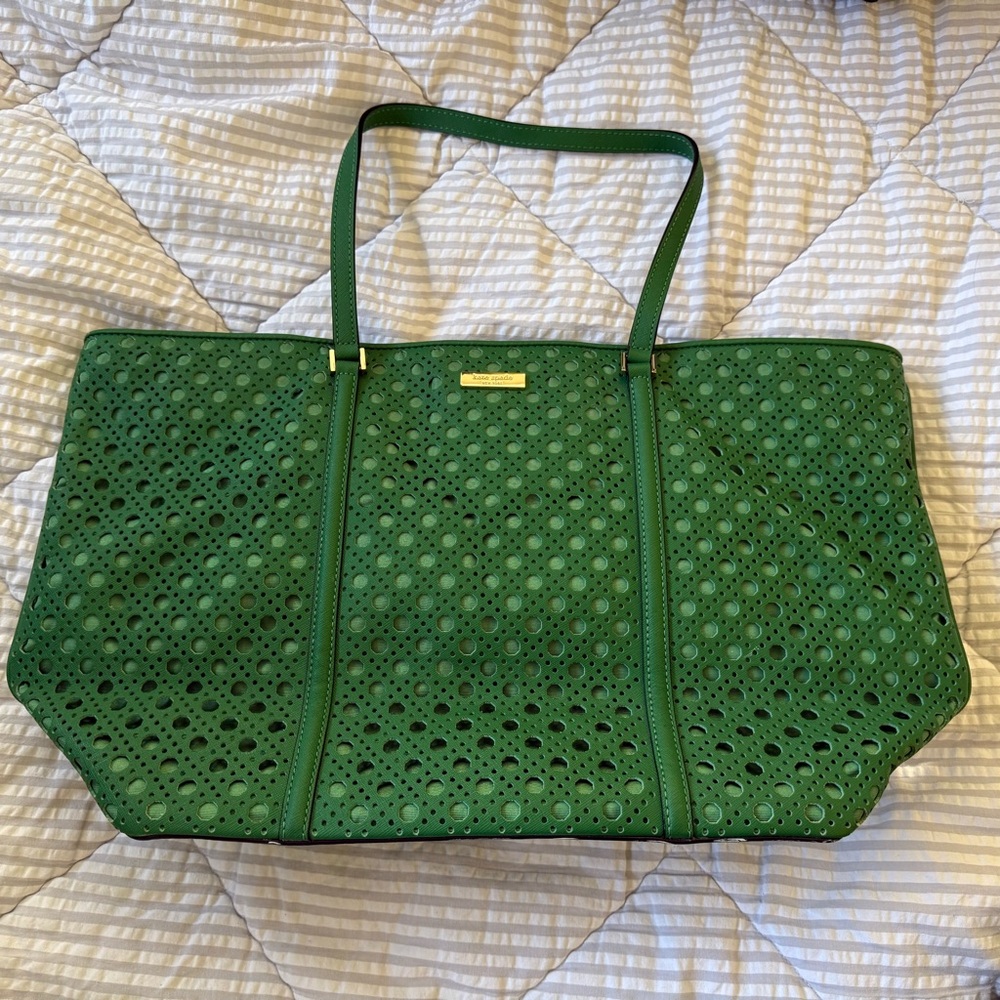 Kate Spade Green Perforated Leather Tote Bag